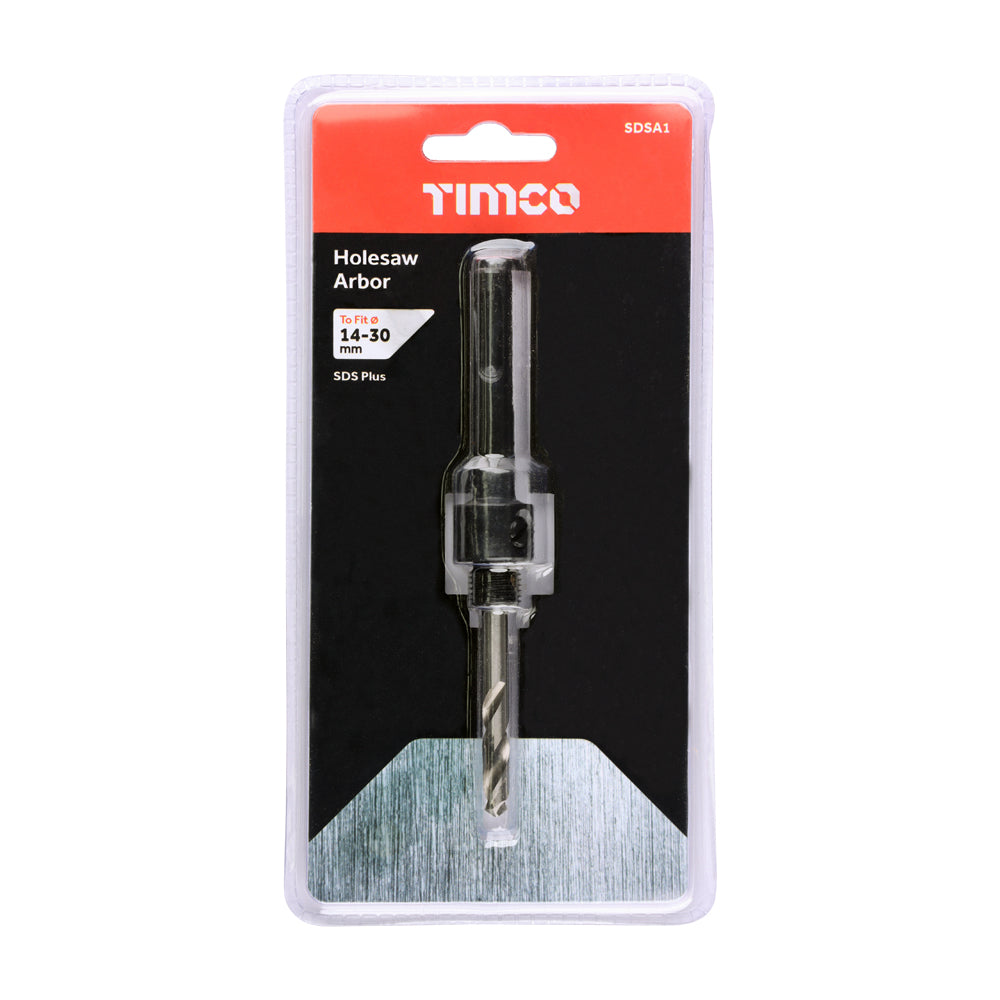 This is an image of Timco - Holesaw Arbor - SDS Plus Shank To fit Holesaw 14-30mm (1 Each Clamshell) SDSA1