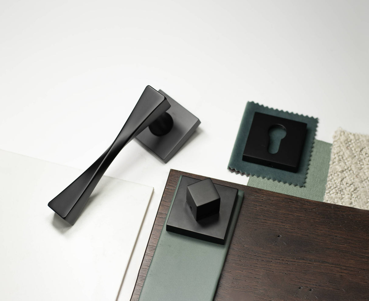 Quality image of Senza Pari Euro Escutcheons on Minimal Square Rose - Matt Black | Sku. spescemb | available from Trade Door Handles.