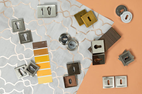 Quality image of Senza Pari Key Escutcheons on Minimal Square Rose - Polished Nickel | Sku. spesckpn | available from Trade Door Handles.