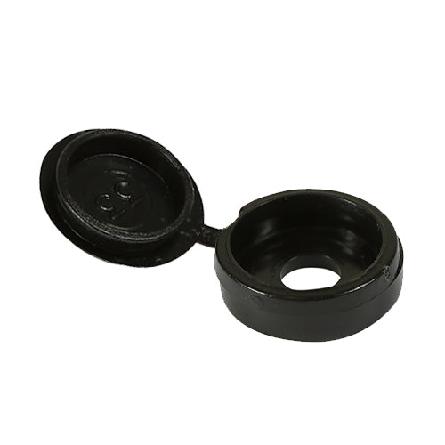 This is an image of Timco - Hinged Screw Caps - Small - Black To fit 3.0 to 4.5 Screw - (100 PCS TIMpac) SHCCBLACKP