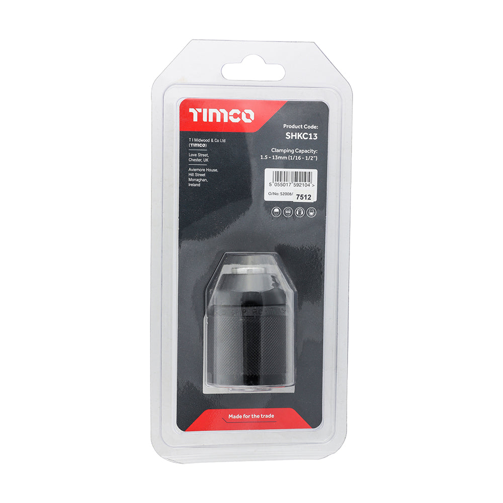 This is an image of Timco - Single Handed Keyless Chuck 1/2" (1 Each Blister Pack) SHKC13