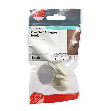 This is an image of Timco - Oval Self-Adhesive Hooks - Small 37.5 x 28.0mm - (5 PCS TIMpac) SMALLAHOOKP