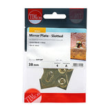 This is an image of Timco - Mirror Plates - Slotted - Electro Brass 38mm (4 Pieces TIMpac) SMP38P