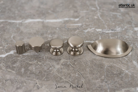 Quality image of Old English Lincoln Solid Brass Victorian Knob 38mm on Concealed Fix - Satin Nickel | Sku. oec1238sn | available from Trade Door Handles.