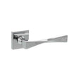 Quality image of Senza Pari Guido Lever Door Handle on Flush Square Rose - Polished Chrome | Sku. sp190cp | available from Trade Door Handles.
