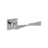 Quality image of Senza Pari Guido Lever Door Handle on Flush Square Rose - Polished Chrome | Sku. sp190cp | available from Trade Door Handles.