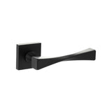 Quality image of Senza Pari Guido Lever Door Handle on Flush Square Rose - Matt Black | Sku. sp190mb | available from Trade Door Handles.