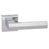 Quality image of Senza Pari Davoli Lever Door Handle on Flush Square Rose - Polished Chrome | Sku. sp216pc | available from Trade Door Handles.