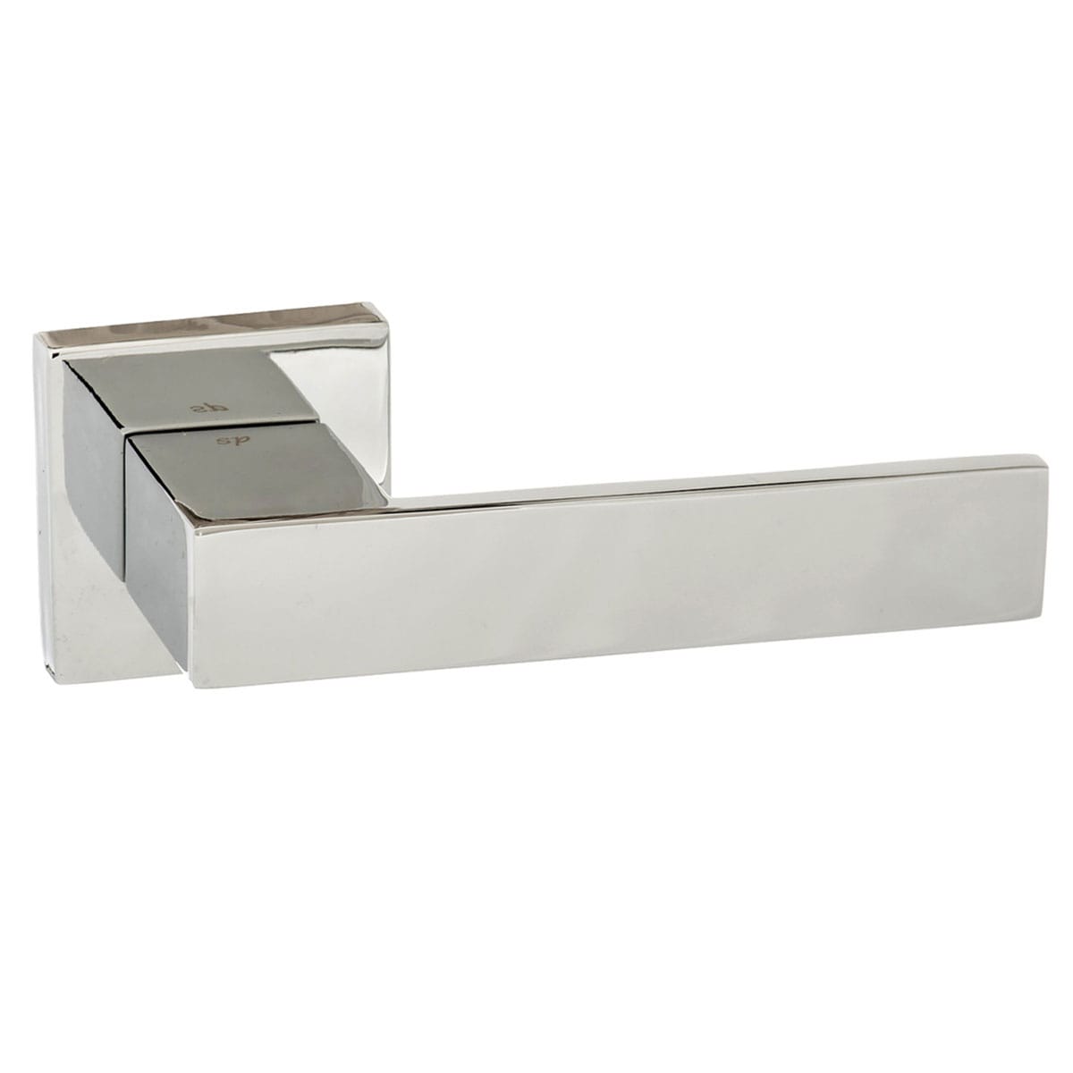Quality image of Senza Pari Panetti Lever Door Handle on Flush Square Rose - Polished Chrome | Sku. sp217cp | available from Trade Door Handles.