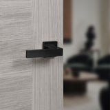 Quality image of Senza Pari Panetti Lever Door Handle on Flush Square Rose - Matt Black | Sku. sp217mb | available from Trade Door Handles.