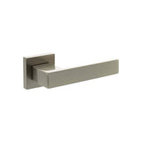 Quality image of Senza Pari Panetti Lever Door Handle on Flush Square Rose - Satin Nickel | Sku. sp217sn | available from Trade Door Handles.