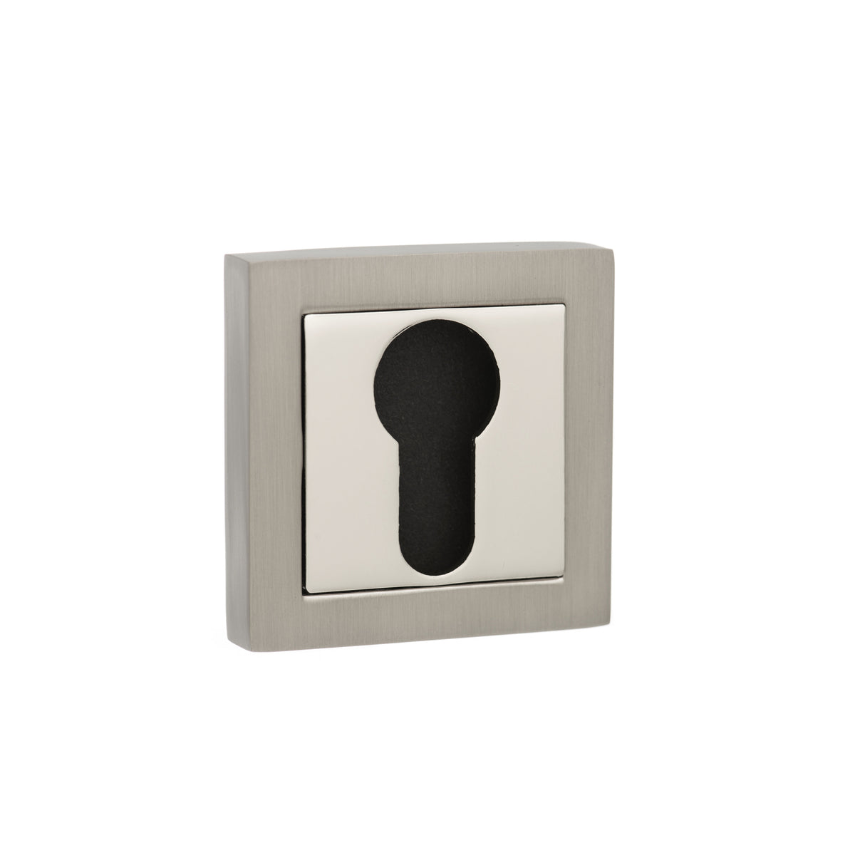 Quality image of Senza Pari Euro Escutcheons on Square Rose - Satin Nickel/Polished Nickel | Sku. spcescesnnp | available from Trade Door Handles.