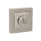 Quality image of Senza Pari WC Turn and Release on Square Rose - Satin Nickel/Polished Nickel | Sku. spcwcsnnp | available from Trade Door Handles.