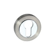 Quality image of Senza Pari Euro Escutcheons on Round Rose - Satin Nickel/Polished Chrome | Sku. spmescesncp | available from Trade Door Handles.