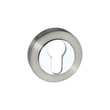 Quality image of Senza Pari Euro Escutcheons on Round Rose - Satin Nickel/Polished Chrome | Sku. spmescesncp | available from Trade Door Handles.