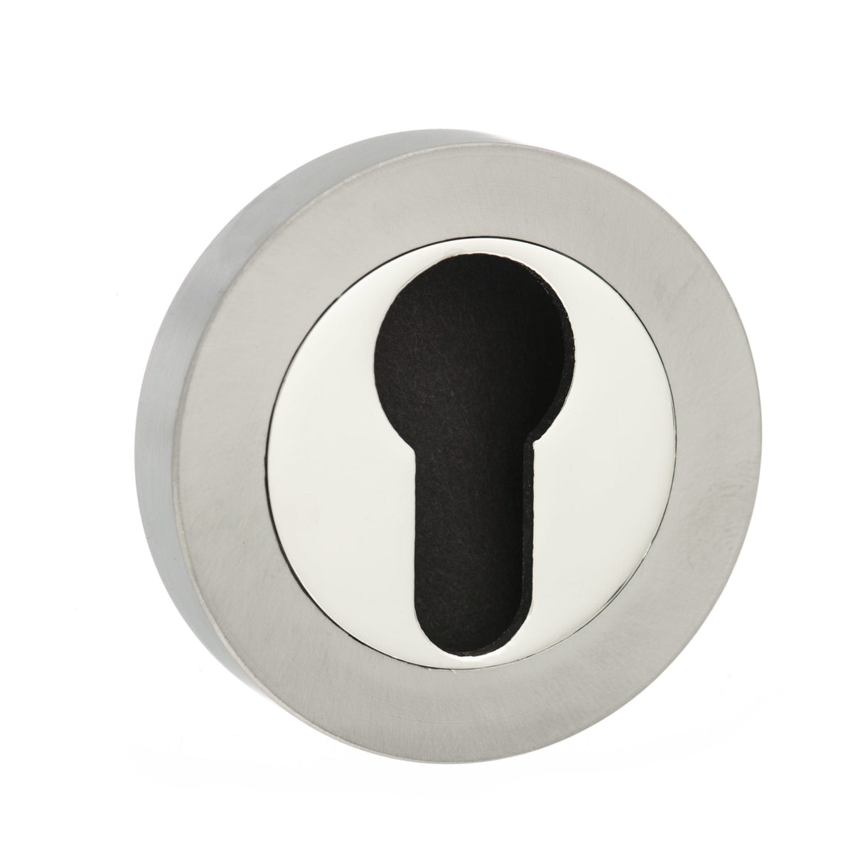 Quality image of Senza Pari Euro Escutcheons on Round Rose - Satin Nickel/Nickel Plate | Sku. spmescesnnp | available from Trade Door Handles.