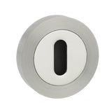 Quality image of Senza Pari Key Escutcheons on Round Rose - Satin Nickel/Chrome Plate | Sku. spmescksncp | available from Trade Door Handles.