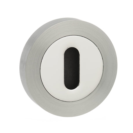 Quality image of Senza Pari Key Escutcheons on Round Rose - Satin Nickel/Chrome Plate | Sku. spmescksncp | available from Trade Door Handles.