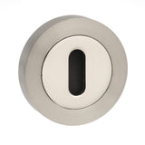 Quality image of Senza Pari Key Escutcheons on Round Rose - Satin Nickel/Nickel Plate | Sku. spmescksnnp | available from Trade Door Handles.