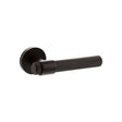 Quality image of Senza Pari Fasana Linear Knurled Lever Door Handle on Minimal Round Rose - Urban Dark Bronze | Sku. spr165udb | available from Trade Door Handles.