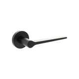 Quality image of Senza Pari Laviano Lever Door Handle on Minimal Round Rose - Matt Black | Sku. spr180mb | available from Trade Door Handles.