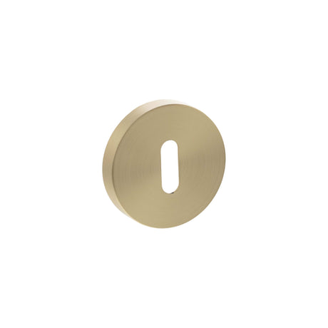 Quality image of Senza Pari Key Escutcheons on Minimal Round Rose - Satin Brass | Sku. sprescksb | available from Trade Door Handles.