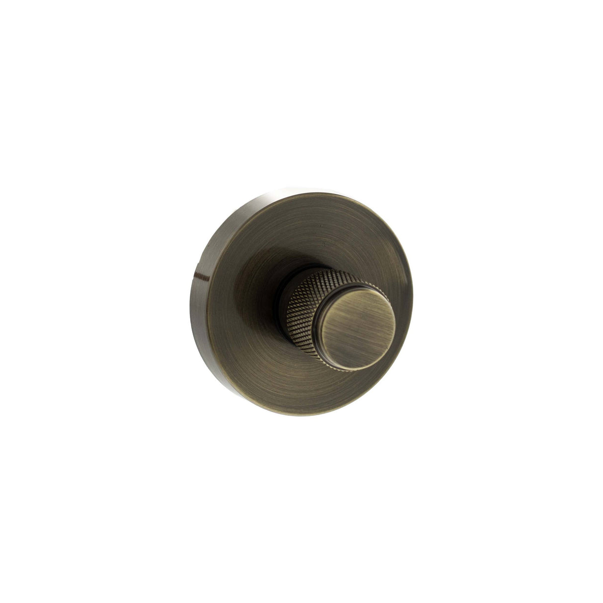 Quality image of Senza Pari Knurled WC Turn and Release on Minimal Round Rose - Antique Brass | Sku. sprkwcab | available from Trade Door Handles.