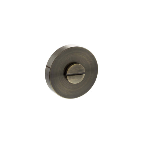 Quality image of Senza Pari Knurled WC Turn and Release on Minimal Round Rose - Antique Brass | Sku. sprkwcab | available from Trade Door Handles.