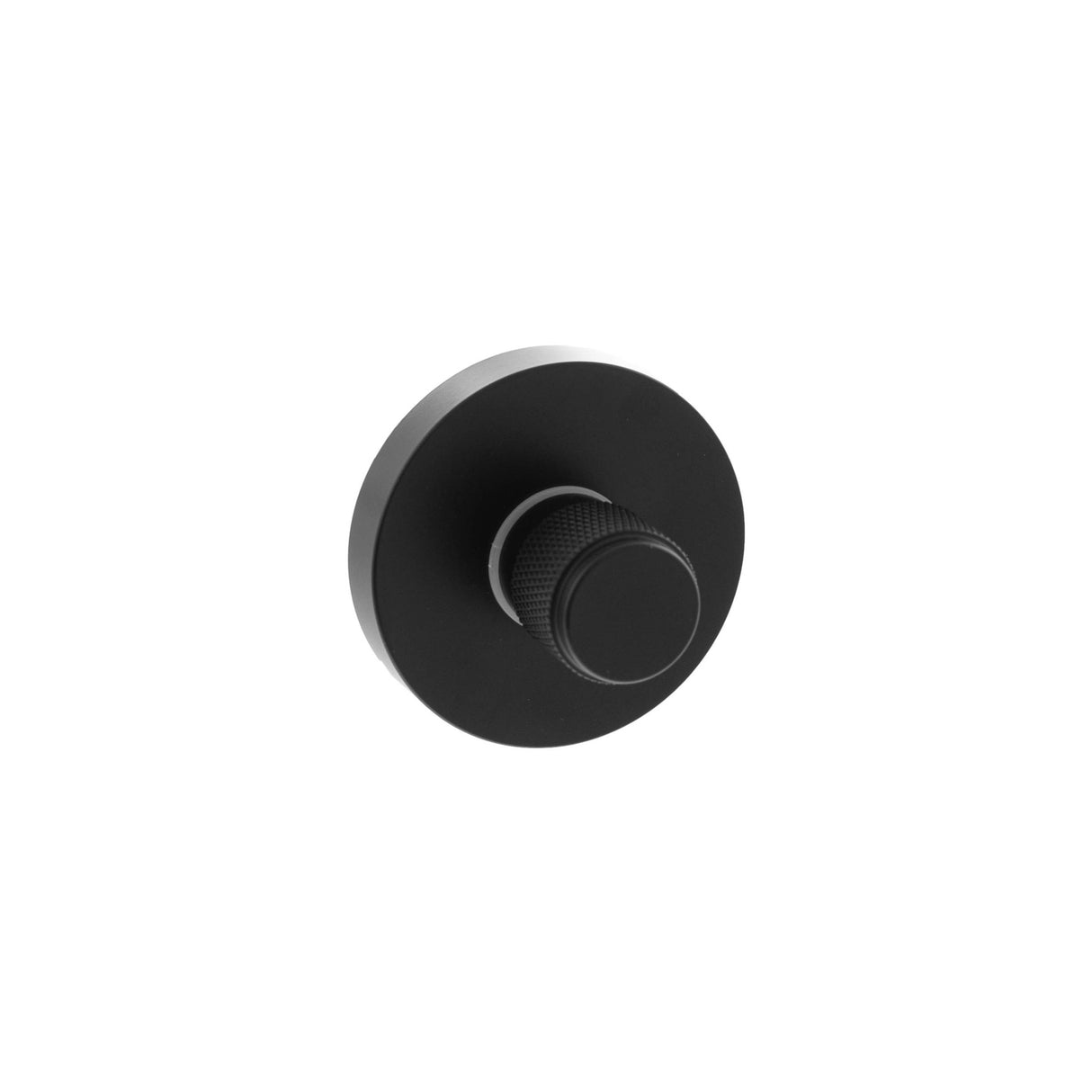 Quality image of Senza Pari Knurled WC Turn and Release on Minimal Round Rose - Matt Black | Sku. sprkwcmb | available from Trade Door Handles.