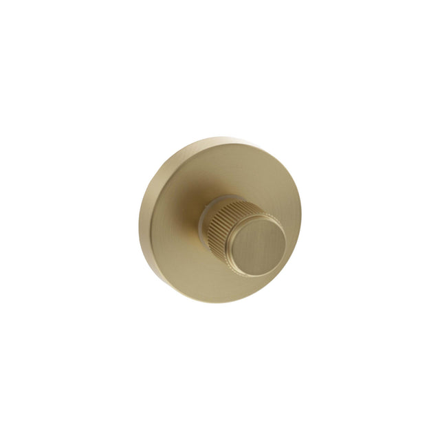 Quality image of Senza Pari Linear WC Turn and Release on Minimal Round Rose - Satin Brass | Sku. sprlwcsb | available from Trade Door Handles.