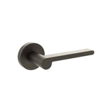 Quality image of Senza Pari Darrio Lever Door Handle on Round Rose - Urban Dark Bronze | Sku. spro218udb | available from Trade Door Handles.