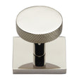 High quality image of Heritage Brass - Cabinet Knob Disc Knurled Design with Square Backplate 32mm Pol | Sku. sq3884-pnf | Trade Door Handles, Kendal.