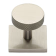 High quality image of Heritage Brass - Cabinet Knob Disc Knurled Design with Square Backplate 32mm Sat | Sku. sq3884-sn | Trade Door Handles, Kendal.