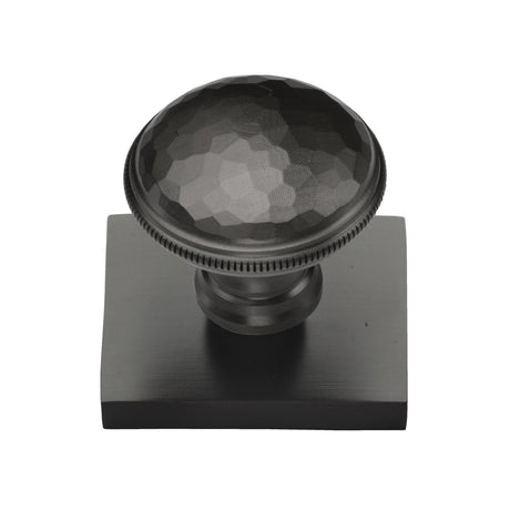 High quality image of Heritage Brass - Cabinet Knob Diamond Cut Design with Square Backplate 32mm Matt | Sku. sq4545-mb | Trade Door Handles, Kendal.