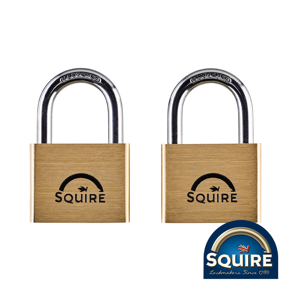 This is an image of Squire - Premium Brass Lion Padlock - Keyed Alike - LN5T 50mm (2 Pieces Blister Pack) SQR701048