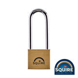 This is an image of Squire - Premium Brass Lion Padlock - 2.5" Stainless Steel Shackle - LN4S/2.5 40mm (1 Each Blister Pack) SQR701401