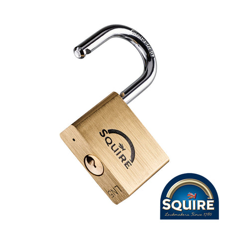 This is an image of Squire - Premium Brass Lion Padlock - Stainless Steel Shackle - LN5S 50mm (1 Each Blister Pack) SQR701689