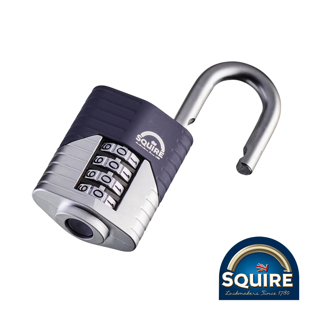 This is an image of Squire - Vulcan Combination Padlock - Boron Open Shackle - VULCAN COMBI 40 40mm (1 Each Blister Pack) SQR701701