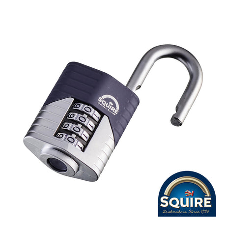 This is an image of Squire - Vulcan Combination Padlock - Boron Open Shackle - VULCAN COMBI 40 40mm (1 Each Blister Pack) SQR701701