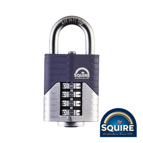 This is an image of Squire - Vulcan Combination Padlock - Boron Open Shackle - VULCAN COMBI 40 40mm (1 Each Blister Pack) SQR701701