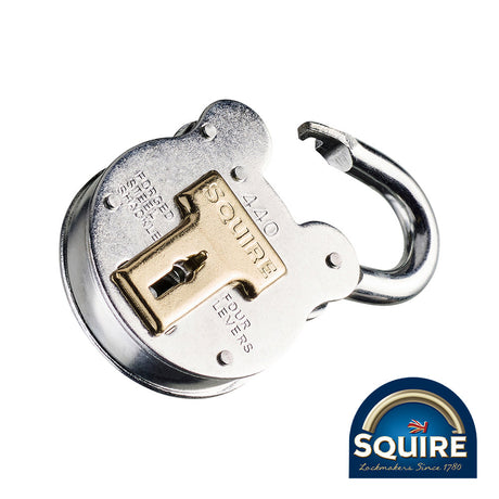 This is an image of Squire - Old English 4 Lever Padlock - 440 40mm (1 Each Blister Pack) SQR701943