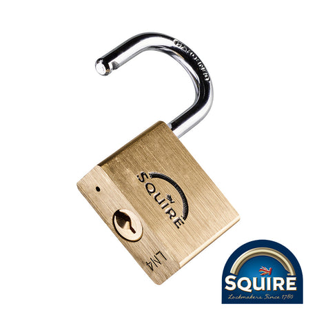 This is an image of Squire - Premium Brass Lion Padlock - Stainless Steel Shackle - LN4S 40mm (1 Each Blister Pack) SQR701997