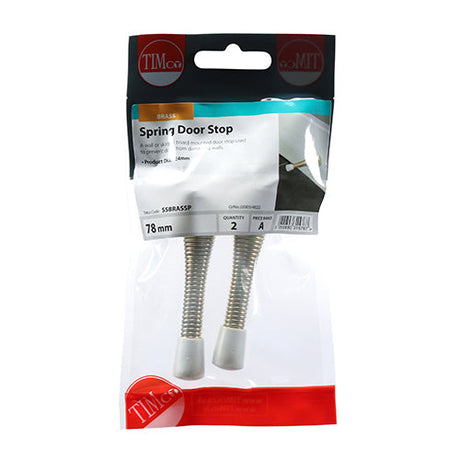 This is an image of Timco - Spring Door Stops - Electro Brass 78 x 24 (2 Pieces TIMpac) SSBRASSP
