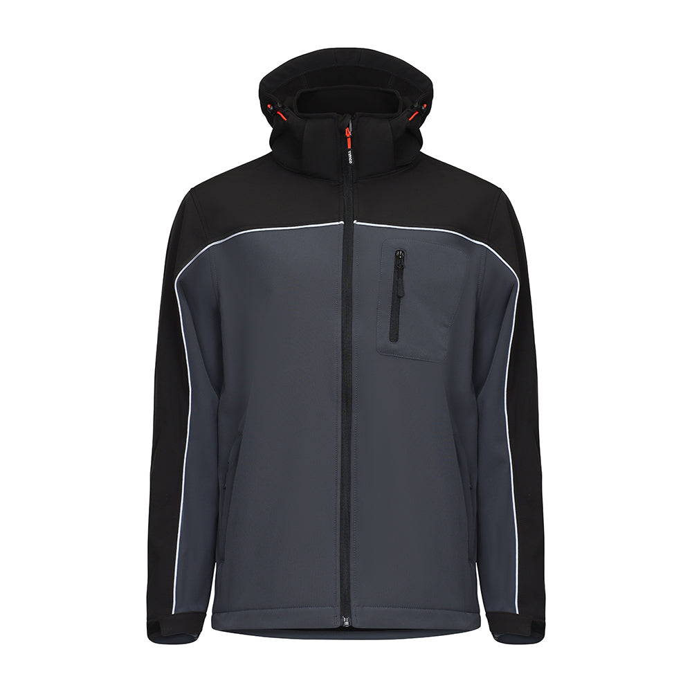 This is an image of Timco - Softshell Jacket - Grey/Black Medium (1 Each Bag) SSJ1201M