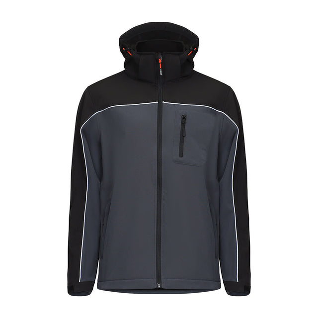 This is an image of Timco - Softshell Jacket - Grey/Black Medium (1 Each Bag) SSJ1201M