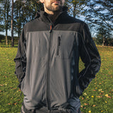 This is an image of Timco - Softshell Jacket - Grey/Black Medium (1 Each Bag) SSJ1201M