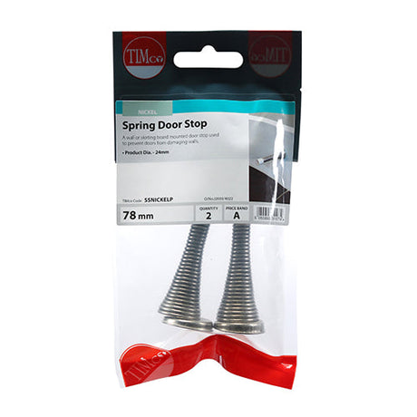 This is an image of Timco - Spring Door Stops - Nickel 78 x 24 (2 Pieces TIMpac) SSNICKELP