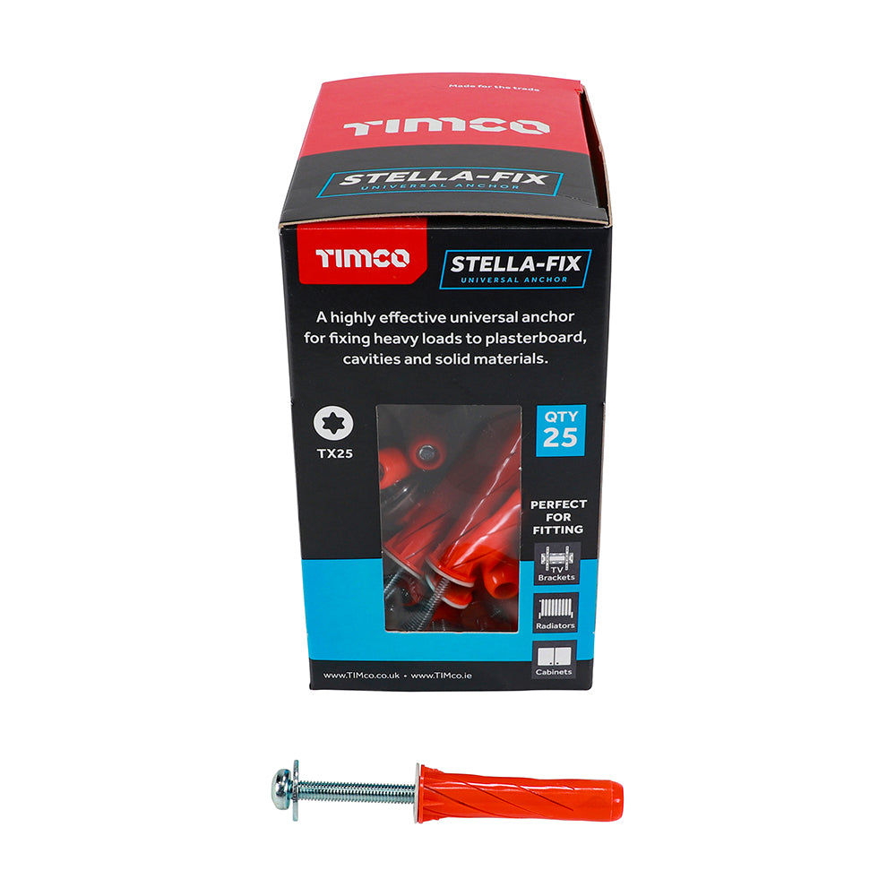This is an image of Timco - Stella Fix Universal Anchors - TX - Pan - Red M5 x 80mm - (25 PCS Box) STRED80