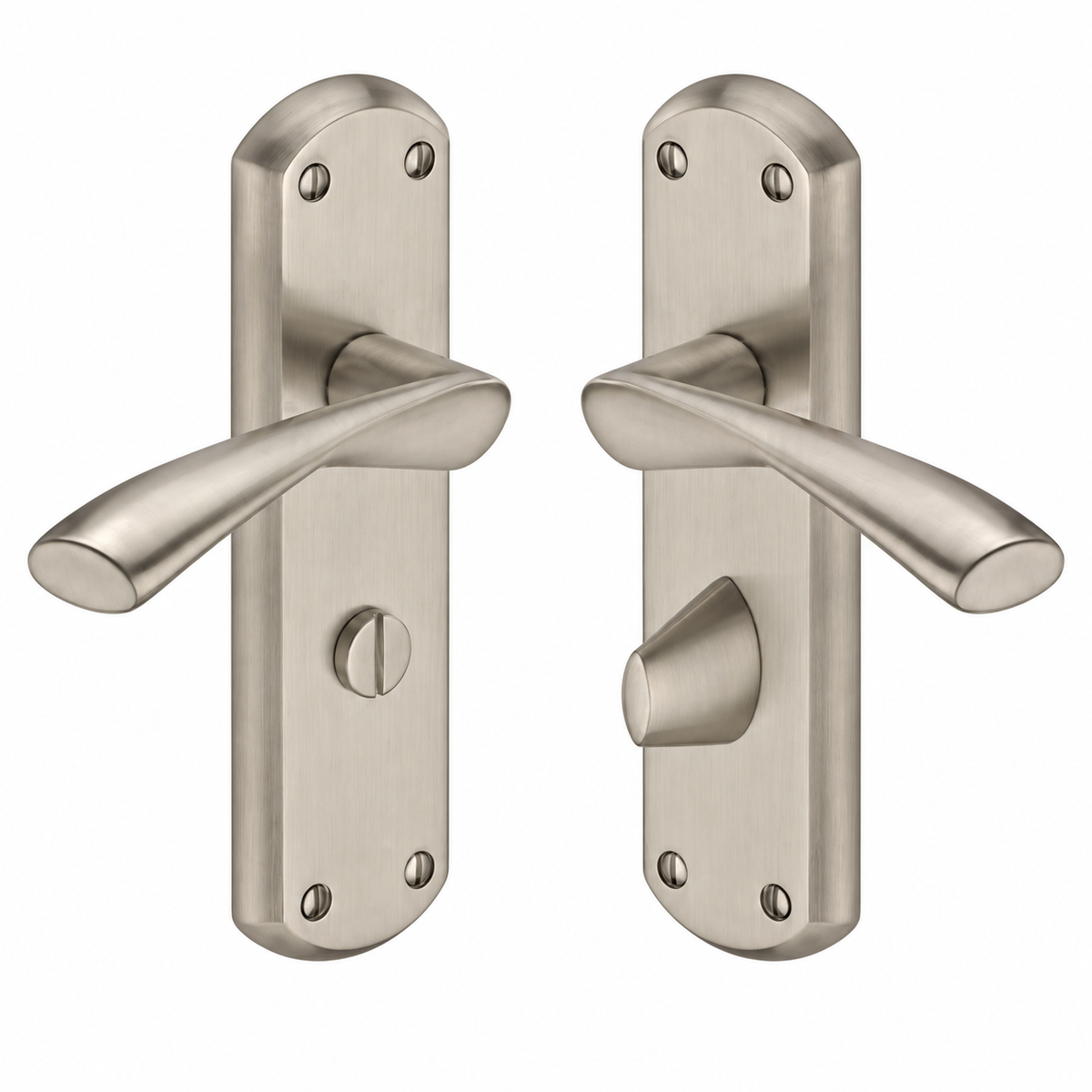 Sorrento Door Handle Bathroom Atlanta Design Satin Nickel on Zinc Finish