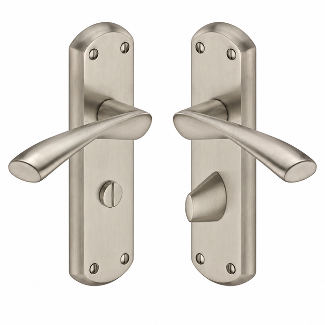 Sorrento Door Handle Bathroom Atlanta Design Satin Nickel on Zinc Finish